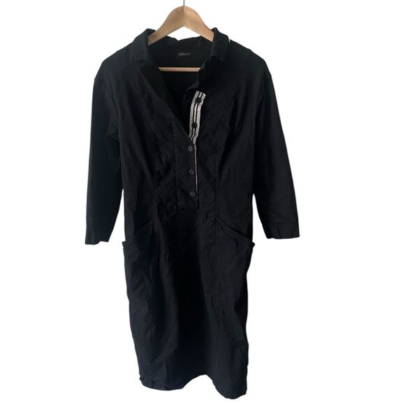Annette Gortz Black Collared Button Cotton Stretch Dress Germany Size 36 (US 6) - Picture 1 of 6